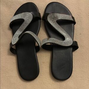 Elegant Black and Silver Women's Sandals